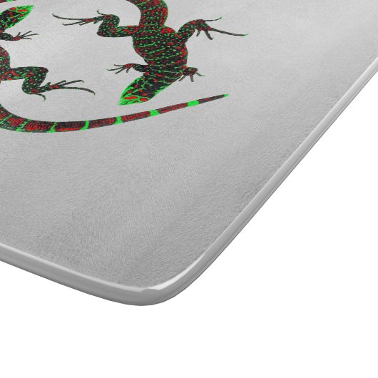 Yin Yang Lizards Silver Snijplank (Hoek)