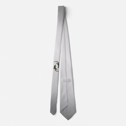 Yin Yang Lizards Silver Stropdas (Achterkant)
