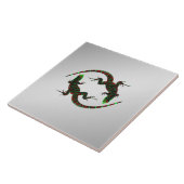 Yin Yang Lizards Silver Tegeltje (Zijkant)