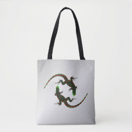 Yin Yang Lizards Silver Tote Bag