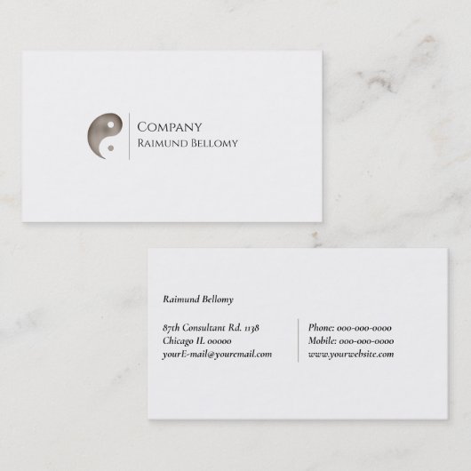 Yin Yang Logo Visitekaartje (Voorkant / Achterkant)