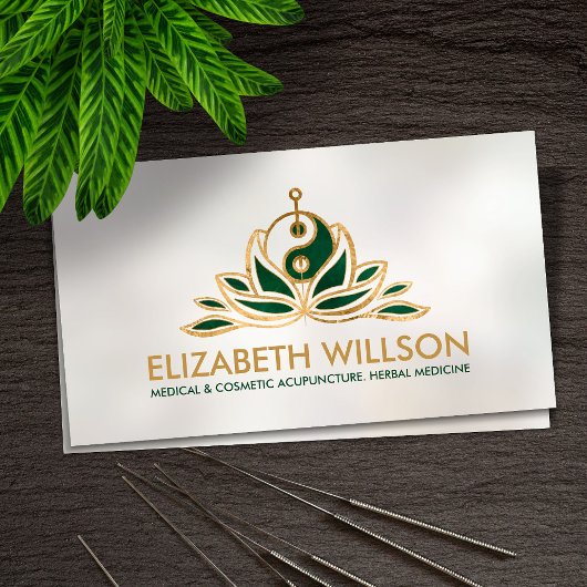 Yin Yang Lotus Acupunctuur Naald Visitekaartje