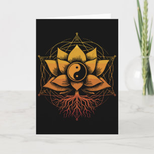 Yin Yang Lotus Bloem Heilige Geometrie Spiritueel Kaart