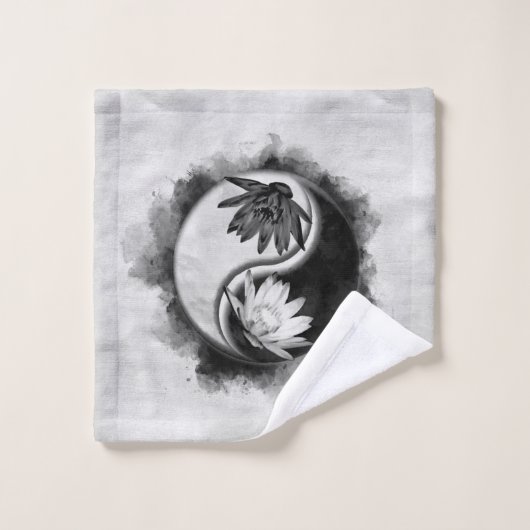Yin Yang - Lotus bloemen Bad Handdoek (Wasdoekje)