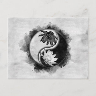 Yin Yang - Lotus bloemen Briefkaart