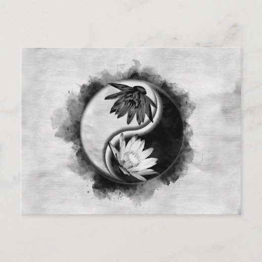 Yin Yang - Lotus bloemen Briefkaart (Voorkant)