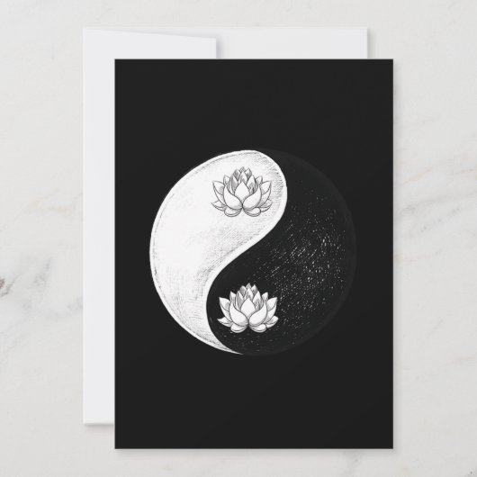 Yin Yang Lotus Flower Harmony Black and White Gift Kaart (Voorkant)