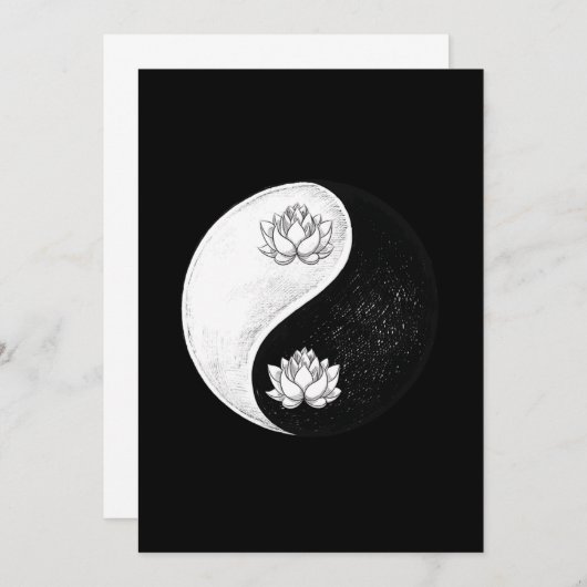Yin Yang Lotus Flower Harmony Black and White Gift Kaart (Voorkant / Achterkant)