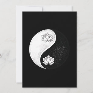 Yin Yang Lotus Flower Harmony Black and White Gift Kaart