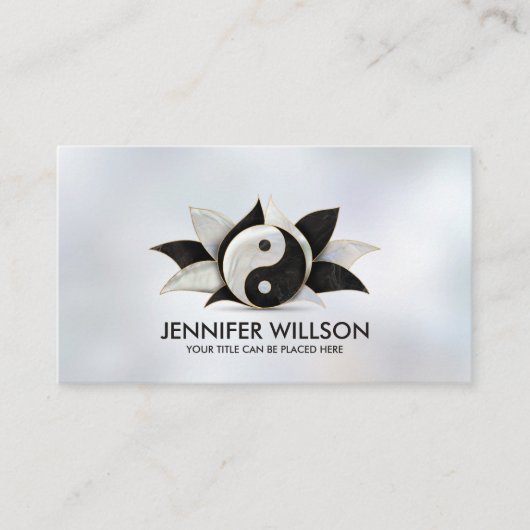 Yin Yang Lotus flower - parels en zwarte marmer Visitekaartje (Voorkant)