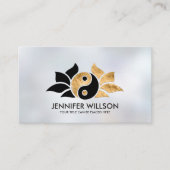 Yin Yang Lotus flower - zwart en goud Visitekaartje (Voorkant)