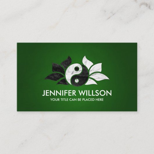 Yin Yang Lotus flower - Zwarte en witte marmer Visitekaartje (Voorkant)