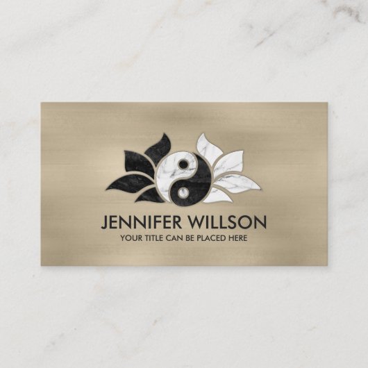 Yin Yang Lotus flower - Zwarte en witte marmer Visitekaartje (Voorkant)