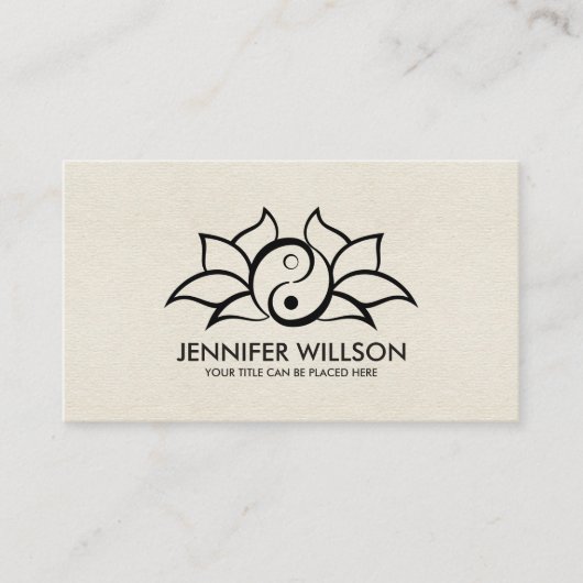 Yin Yang Lotus flower - zwarte omtrek Visitekaartje (Voorkant)