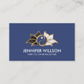 Yin Yang Lotus flower Zwarte witte marmer en goud Visitekaartje (Voorkant)