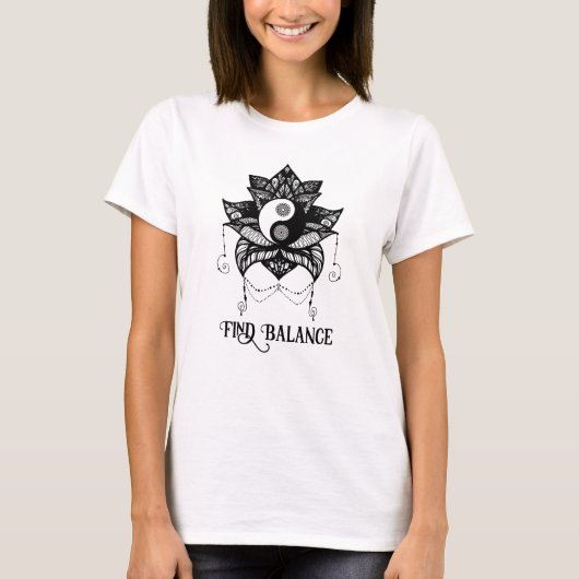Yin Yang Lotus Vind Balansontwerp T-shirt (Voorkant)