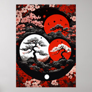 "Yin & Yang luifel: Japanse bosinkt Logo" Poster