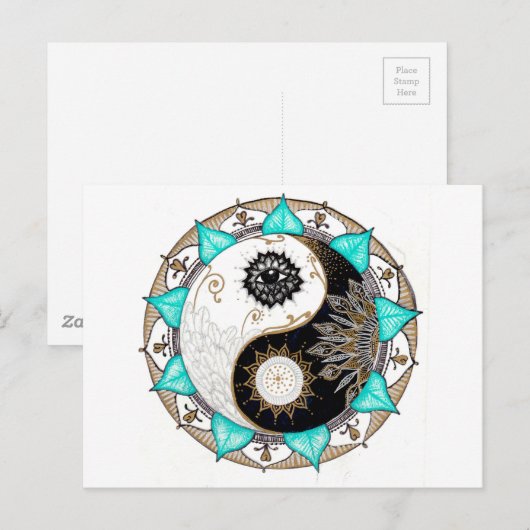 Yin Yang Mandala Briefkaart (Voorkant / Achterkant)