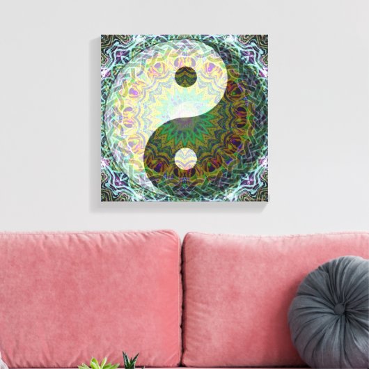 Yin Yang Mandala Canvas Afdruk (Insitu (Woonkamer))