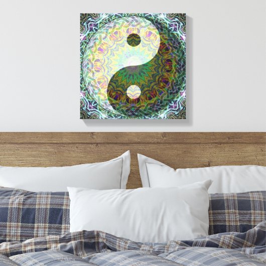 Yin Yang Mandala Canvas Afdruk (Insitu (Slaapkamer))