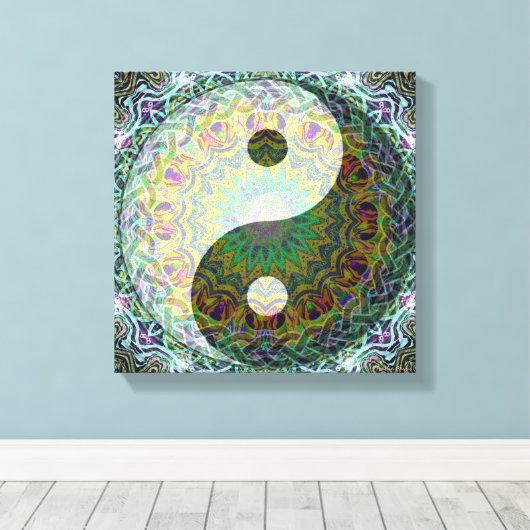 Yin Yang Mandala Canvas Afdruk (Insitu (Houten vloer))