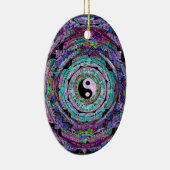 Yin Yang Mandala in Paarse kleuren Keramisch Ornament (Rechts)