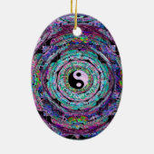 Yin Yang Mandala in Paarse kleuren Keramisch Ornament (Achterkant)