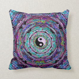 Yin Yang Mandala in Paarse kleuren Kussen