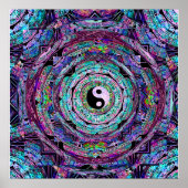 Yin Yang Mandala Paars Poster (Voorkant)