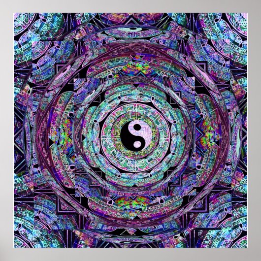 Yin Yang Mandala Paars Poster (Voorkant)