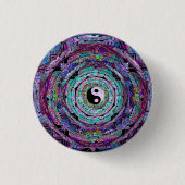 Yin Yang Mandala Paars Ronde Button 3,2 Cm (Voorkant)