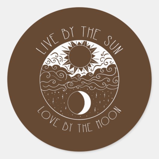 Yin Yang Mandala Sun en Moon Ronde Sticker (Voorkant)