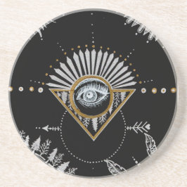 Yin Yang Mandala Zandsteen Onderzetter