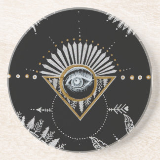 Yin Yang Mandala Zandsteen Onderzetter