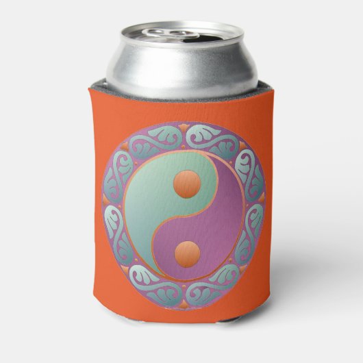 Yin Yang Medaillon Paars Turquoise Blikjeskoeler (Blikje Achterkant)