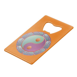 Yin Yang Medaillon Paars Turquoise Creditkaart Flessenopener