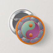 Yin Yang Medaillon Paars Turquoise Ronde Button 5,7 Cm (Voorkant /achterkant)