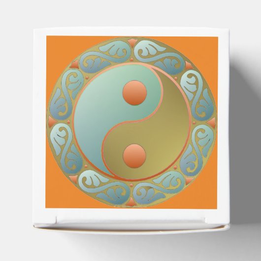 Yin Yang Medallion Gold Turquoise Bedankdoosjes (Bovenkant)