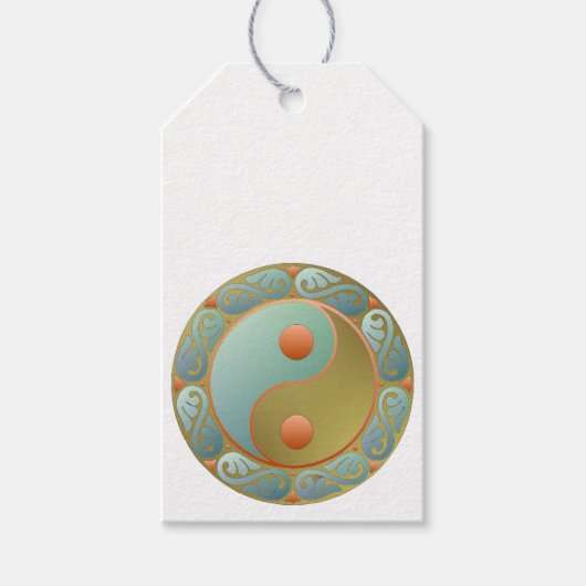 Yin Yang Medallion Gold Turquoise Cadeaulabel (Voorkant)