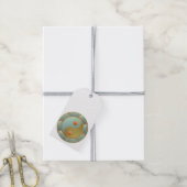 Yin Yang Medallion Gold Turquoise Cadeaulabel (Met Touw)