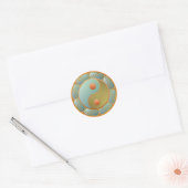 Yin Yang Medallion Gold Turquoise Ronde Sticker (Envelop)