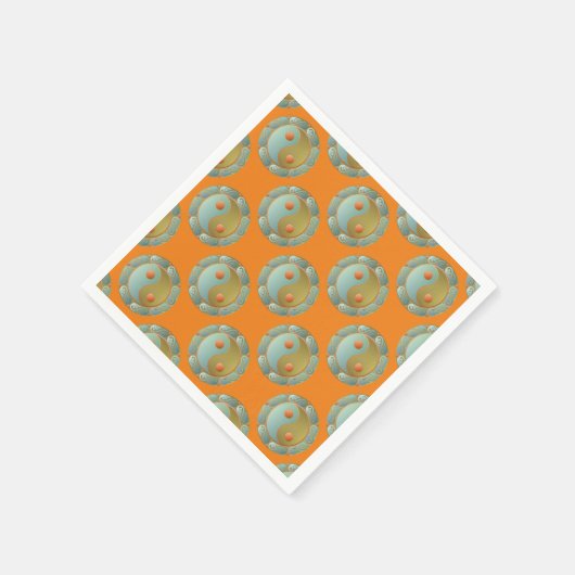 Yin Yang Medallion Gold Turquoise Servetten (Hoek)