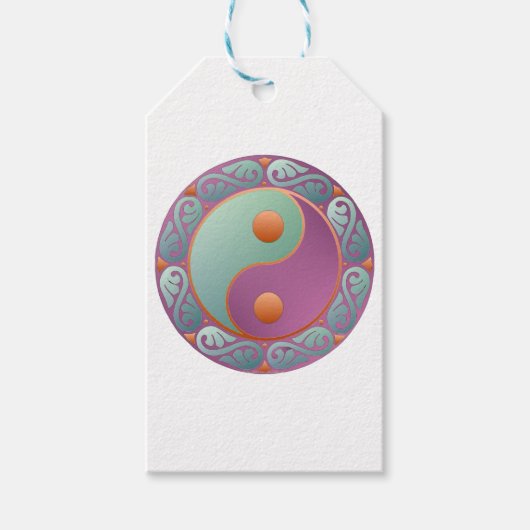 Yin Yang Medallion Violet Turquoise Cadeaulabel (Voorkant)