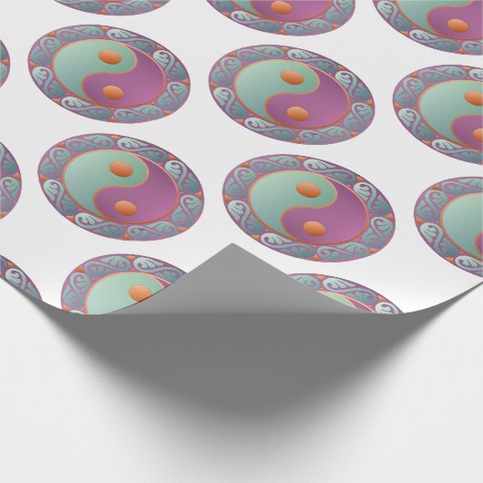 Yin Yang Medallion Violet Turquoise Cadeaupapier (Hoek)
