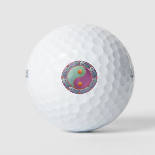 Yin Yang Medallion Violet Turquoise Golfballen (Voorkant)
