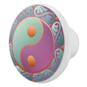 yin yang medallion violet turquoise keramische knop (Rechts)