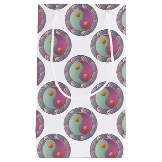 Yin Yang Medallion Violet Turquoise Klein Cadeauzakje (Voorkant)