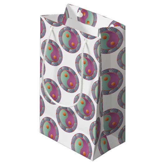 Yin Yang Medallion Violet Turquoise Klein Cadeauzakje (Voorkant Gekanteld)