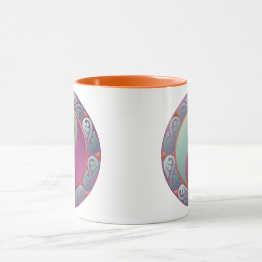 Yin Yang Medallion Violet Turquoise Mok (Midden)