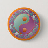 Yin Yang Medallion Violet Turquoise Ronde Button 5,7 Cm (Voorkant)